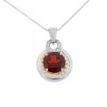 Meredith Leigh Silver and 14k Yellow Gold Garnet and Diamond Necklace