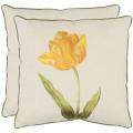 Solitude 18-inch White/ Gold Decorative Pillows (Set of 2)