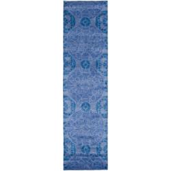 Handmade Chatham Treasures Blue New Zealand Wool Rug (2'3 x 9')