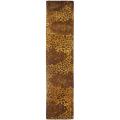 Handmade Leopard Gold/ Rust Hand-spun Wool Rug (2'3 x 10')