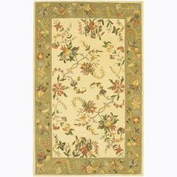 Hand-tufted Mandara Ivory Floral Wool Rug (2' x 3')