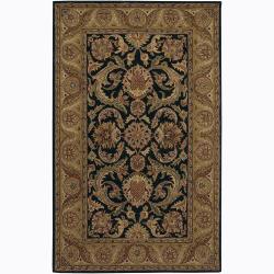 Hand-tufted Mandara Black Floral Wool Rug (2' x 3')