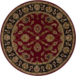 Hand-tufted Mandara Red Floral Wool Rug (7'9 Round)