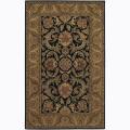 Hand-tufted Mani Black Floral Wool Rug (2' x 3')