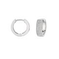 Sterling Silver Micro-set CZ Huggie Shape Hoop Earring