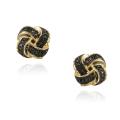 18k Gold over Silver Black Diamond Accent Love Knot Earrings