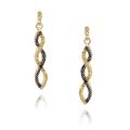 18k Gold over Silver Black Diamond Accent Infinity Earrings