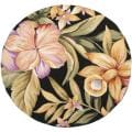 Hand-hooked Botanical Black Wool Rug (4' Round)
