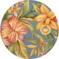 Hand-hooked Botanical Blue Wool Rug (3' Round)