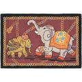 Hand-hooked Elephants Red Wool Rug (1'8 x 2'6)
