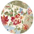 Hand-hooked Floral Ivory Wool Rug (4' Round)
