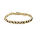 18k Gold over Silver Black Diamond Accent Tennis Bracelet