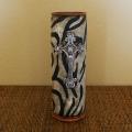 Rhinestone Cross Pillar Animal Print Candle Holder