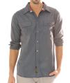 191 Unlimited Men's Dark Grey Stripe Button Front Shirt