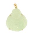 Mason Kay 14k Yellow Gold Green Jadeite Carved Buddha Pendant