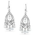 Miadora Sterling Silver Freshwater Pearl Chandelier Earrings (3.5-4 mm)