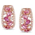 18k Pink Gold Plated Silver 3 5/8 CT TGW Multi-Gemstone Earrings