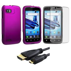 Purple Case/ Screen Protector/ HDMI Cable for Motorola MB865 Atrix 2
