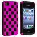 BasAcc Hot Pink/ Black Checker Hybrid Case for Apple iPhone 4/ 4S