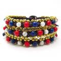 Turquoise-Coral Bead Link Brass Jingle Bracelet (Thailand)
