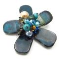 Blue Agate Floral Fashion Crystal Pin-Brooch (Thailand)
