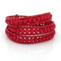 Flirty Red Turquoise Triple Wrap Leather Bracelet (Thailand)