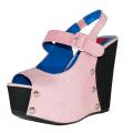 Fahrenheit Women's 'Mica-02' Pink Peep Toe Platform Wedges