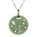 Gems For You 14k Gold over Silver Jade Dragon Necklace