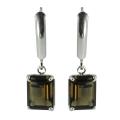 Gems For You Sterling Silver Smokey Quartz Leverback Earrings