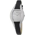 Ebel Women's 'Moonchic' Diamond Pave Dial Black Satin Strap Watch