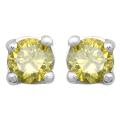 14k White Gold 1/10ct TDW Treated Yellow Diamond Stud Earrings