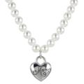Roman Silvertone Cream Faux Pearl 'Mom' Heart Necklace