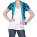 Journee Collection Junior's Short-sleeve Open Front Striped Shrug