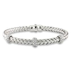 14k White Gold 1/2ct TDW Diamond Basketweave Bangle (G-H, SI1-SI2)