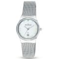 Skagen Women's Silvertone Twisted Topring Mesh Watch