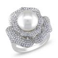 14k White Gold South Sea Pearl and 1ct TDW Diamond Ring (G-H, SI1-SI2)