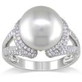 14k White Gold South Sea Pearl and 3/4ct TDW Diamond Ring (G-H, SI1-SI2)