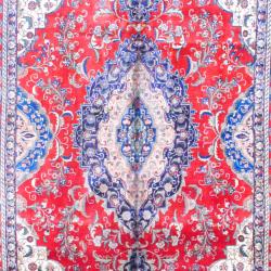 Persian Hand knotted Tabriz Red/ Navy Wool Rug (10 x 165