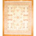 1950s Semi-Antique Turkish Hand-knotted Oushak Beige/Salmon Wool Rug (12' x 14')