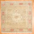 Indo Hand-knotted Mamluk Light Green/ Rust Wool Rug (12' x 12')
