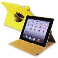 Yellow 360-degree Swivel Leather Case for Apple iPad 2/ 3