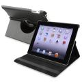 Black 360-degree Swivel Leather Case for Apple iPad 2/ 3