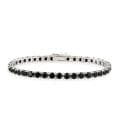 Glitzy Rocks Sterling Silver 14 3/4ct TGW Black Spinel Tennis Bracelet
