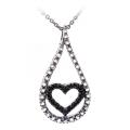 Sterling Silver Black Diamond Accent Heart Teardrop Necklace