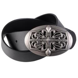 Journee Collection Women's Fleur-de-lis Buckle Leather Belt