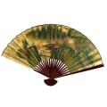 30-inch Wide Gold Leaf Mountain Landscape Fan (China)