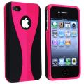 BasAcc Hot Pink/ Black Rubber Coated Case for Apple iPhone 4/ 4S
