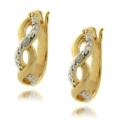 14k Gold over Silver Diamond Accent Infinity Design Hoop Earrings