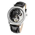 Stuhrling Original Men's 'Enigma' Automatic Black Leather Strap Watch