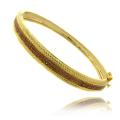 Fusion 14k Gold Overlay Brown Diamond Accent Bangle Bracelet